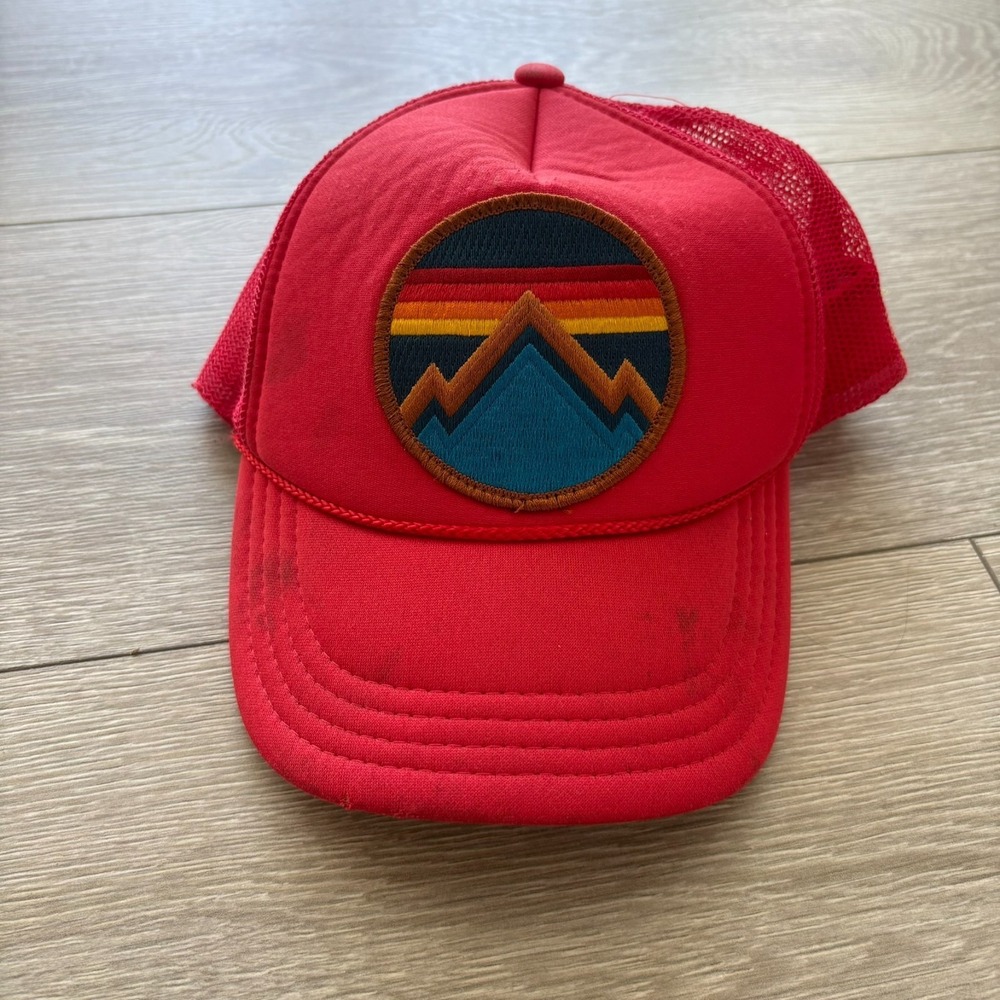 Aviator Nation Unisex Red All Seasons Low Rise Leaf Trucker Hat One Size DIRTY